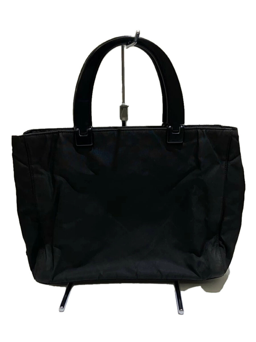 Prada Triangle Plate Triangle Tote Bag Black